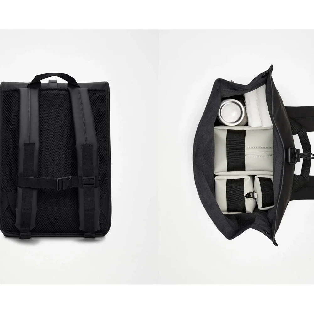 Rains Black Rolltop Rucksack Waterproof Commuter Laptop Backpack NWT $150